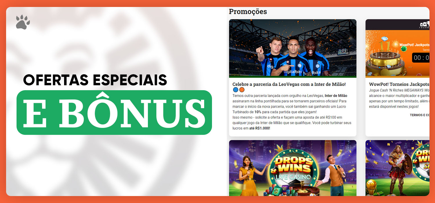 Ofertas da LeoVegas para apostas esportivas cassinos online bingo e muito mais